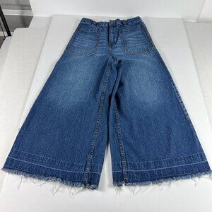 We The Free Jeans Women's 26 Blue High Rise Dawn to Dusk Crop Flare Cotton Denim
